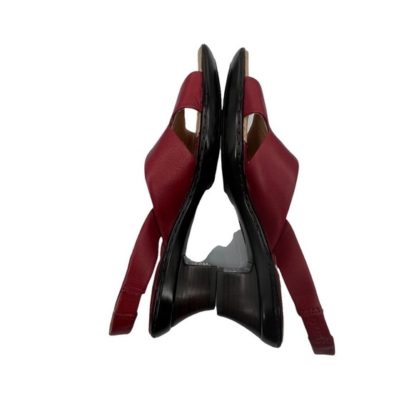 Sofft Burgundy Sling Back Open Toe Heeled Leather Sandals Size 8 Narrow Women’s - Picture 6 of 9